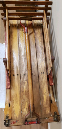 Sleigh Vintage Wood Torpedo Child's Sled Wooden Handle