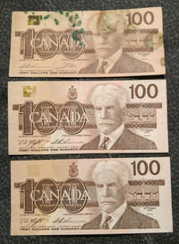 1988 $100 Dollar Bills Paper Money, Currency, Bank of Canada,