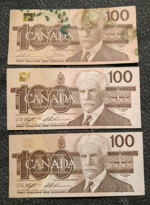 1988 $100 Dollar Bills Paper Money, Currency, Bank of Canada, in Arts & Collectibles in City of Toronto