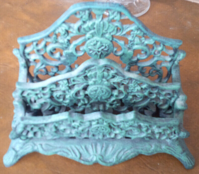 Antique Heavy Cast-Iron Green Letter Holder, Desk Item in Arts & Collectibles in Stratford