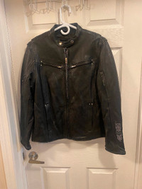Woman’s leather motorcycle jacket