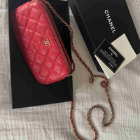 Chanel Double Zip Clutch Bag