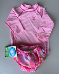 Infant UPF 50+ Swim Diaper/Long Sleeve Rash Guard Shirt 3-6 mths