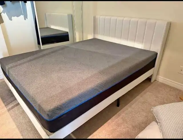 Queen size bed frame with mattress for sale  in Beds & Mattresses in Burnaby/New Westminster - Image 2