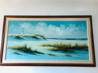 Massive 4 feet long Lighthouse and beach painting