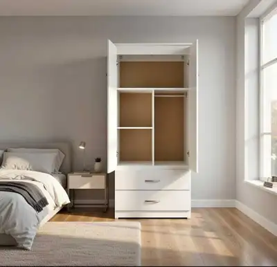 Modern White Wardrobe with Drawers | Bedroom Storage Cabinet, View more