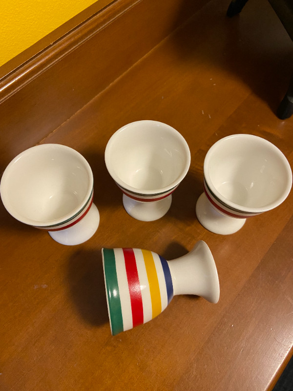 Set of 4 Egg Cups Lord and Taylor Porcelain Striped Hudson Bay in Arts & Collectibles in Oshawa / Durham Region - Image 2