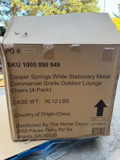 Brand New 4-Pack Cooper Springs White Metal Outdoor Lounge Chair, View more