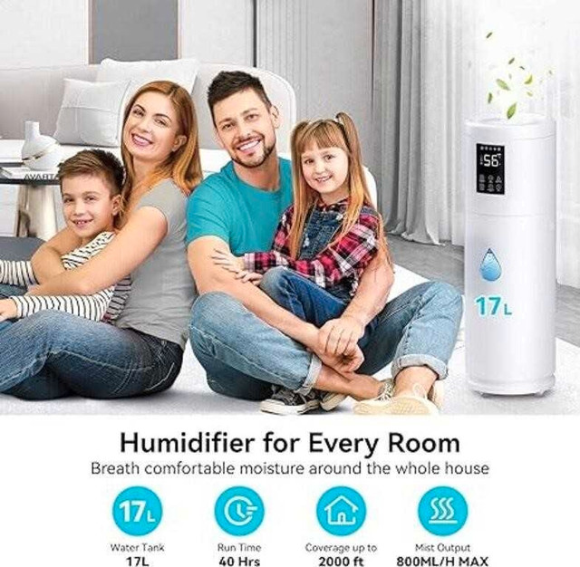 17L/4.5Gal Ultra Large Humidifiers 2000 sq ft Quiet in Heaters, Humidifiers & Dehumidifiers in Oakville / Halton Region - Image 2