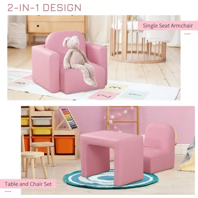 2-in-1 Multi-Functional Toddler Table and Chair, Children Armcha in Chairs & Recliners in Markham / York Region - Image 8