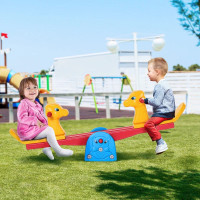 Kids Seesaw Safe Teeter Totter 2 Seats with Easy-Grip Handles In