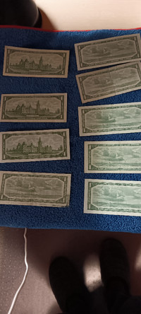 SEVERAL 1954 AND 1967 CANADIAN DOLLAR BILLS