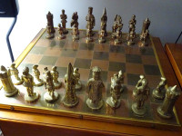 vintage CHESS SET solid Copper and Bronze Brass STUNNING 1980s