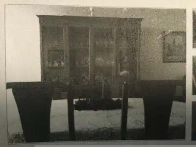 oval table 76”x45” with 2 12” inserts….custom made protectors 5 chairs & 1 armchair…..neutral colour...