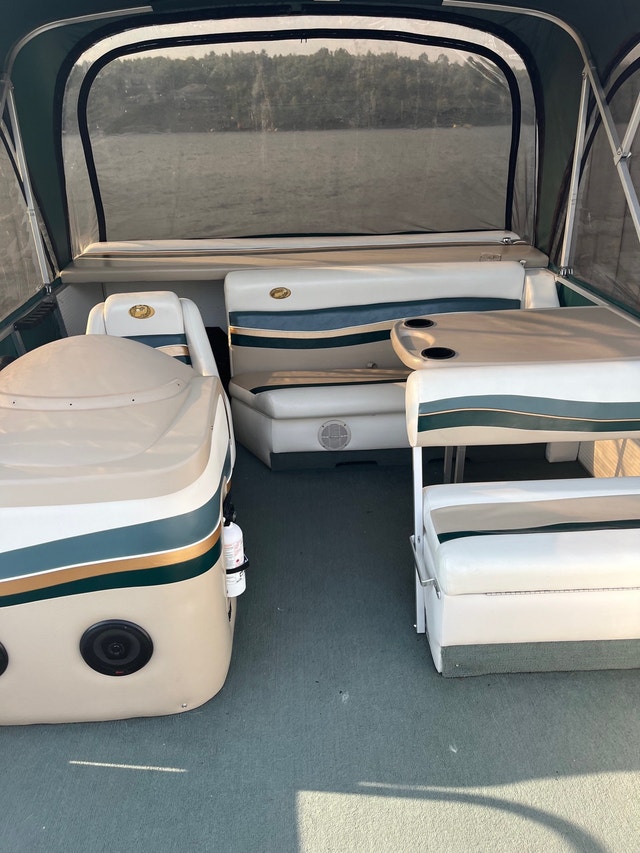 18 ft Pontoon boat, 50 hp Motor, trailer Powerboats & Motorboats