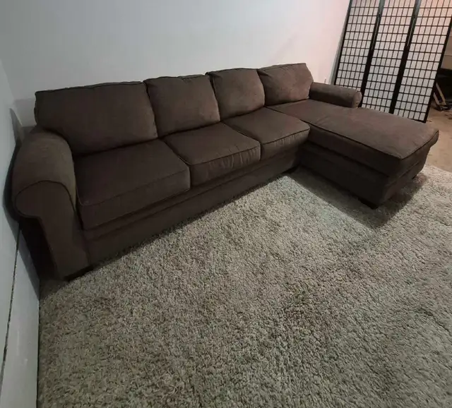 FREE DELIVERY Brown 4 Seater Sectional / L Shape Sofa / Couch in Couches & Futons in Vancouver - Image 8