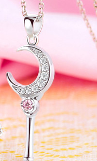 Sailor moon crescent wand cubic zirconia crystal 925 silver