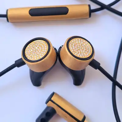 NEW 18K Solid Gold & Diamond Earphones. Custom Made by JM Gems, View more