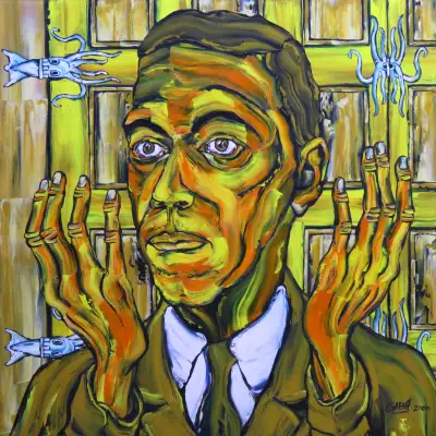 Hommage à H. P. Lovecraft 36 x 36 – Peinture sur toile par Giba, View more