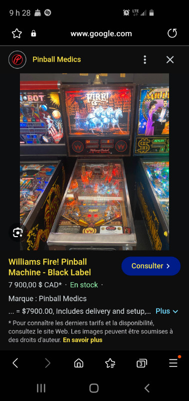 RECHERCHE  machine  a   boule  ,   "  fire  "     Williams  1987 dans Jouets et jeux  à Saguenay - Image 2