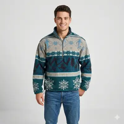 Brand: L.L. Bean Style: Men's Nordic Winter Theme Wool Blend Pullover Sweater Sizing: Size: Medium M...