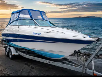 Excellent condition 23ft 9 ft wide beam large swim grid beautiful wrap around seating large Bed , fr...