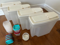 4 RUBBERMAID STORAGE CONTAINER 11 SMALL CONTAINERS W/ LIDS 30PC