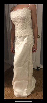 2 piece designer wedding dress 100% silk/satin