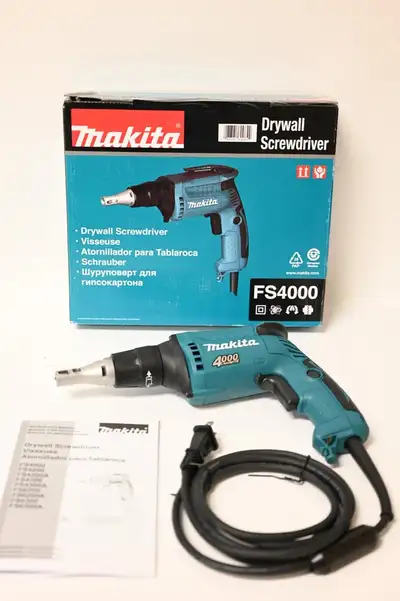 Makita Drywall Screwdriver 1/4-inch (6-Amp) Variable Speed, Reversible Model FS4000 New Open Box. Pl...