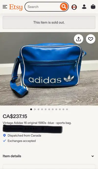 1980’s Vintage Adidas Bag, View more