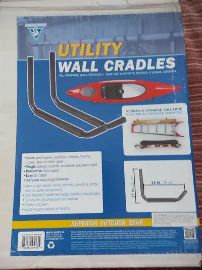 UTILITY WALL CRADLES/HOOKS/RACK*Kayak/Skis*SEATTLE SPORTS*NEW*, View more