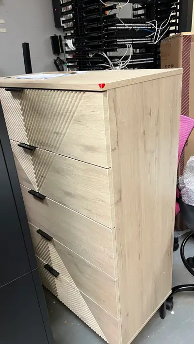 5 Drawer Dresser for Bedroom, Fluted Tall Dresser for Closet, Wo, View more