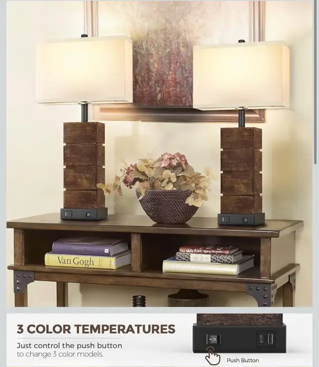 Spclsim Set of 2 Farmhouse Table Lamps 25.3" Vintage Brown in Other in City of Toronto - Image 7