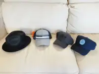 4 Brand New Golf Caps, Ball Caps and Straw Fedora Hat