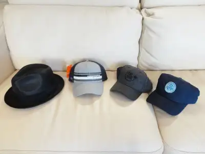 4 Brand New Golf Caps, Ball Caps and Straw Fedora Hat, View more