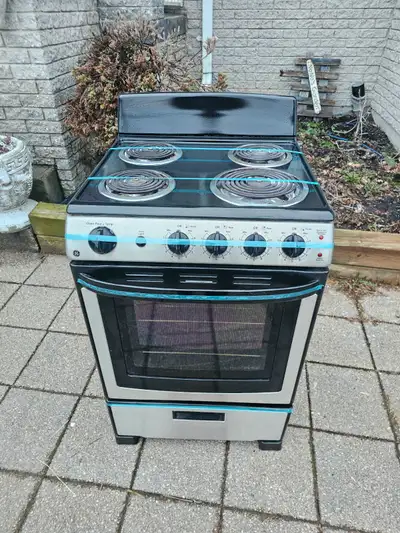 Like NEW GE 24" Stainless Steel Slide-in Electric Coil Top Stove, View more