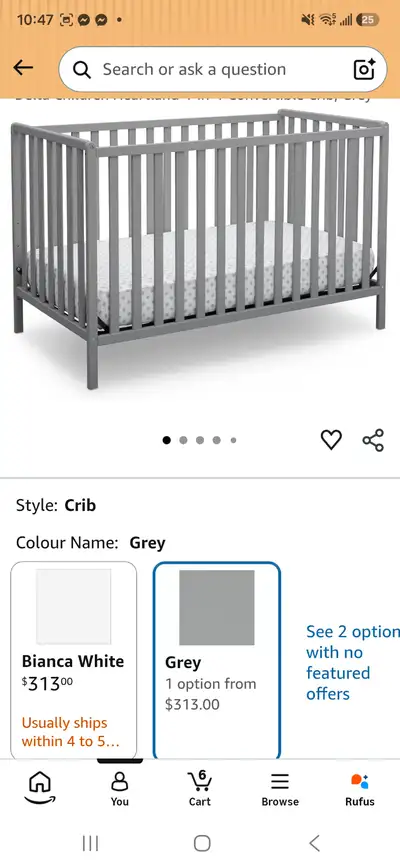 Delta Children Kendrick 4-in-1 Convertible Crib - Grey with matr, View more