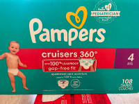 Brand new unopened size 4 diapers pampers 360 cruisers 108 units