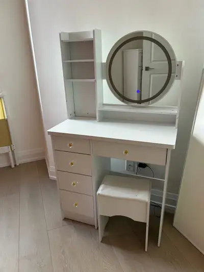 Girls White Vanity with LED Mirror, View more