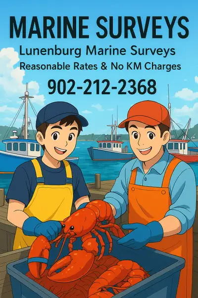 We conduct marine surveys throughout Nova Scotia specializing in fishing and pleasure boats.