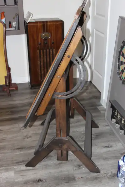 Antique Oak Furniture Drafting Table, CD Cab, View more