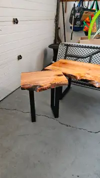 Live edge coffee table and end table set custom made