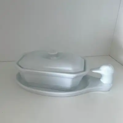 Faceted terrine with lid and platter, View more