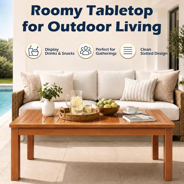 Outdoor Teak Coffee Table, Wooden Patio Coffee Table in Dining Tables & Sets in Oakville / Halton Region - Image 6