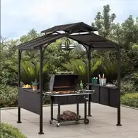 Outdoor Patio Hard-Top Grill BBQ Gazebo, 5' x 8' x 8' height
