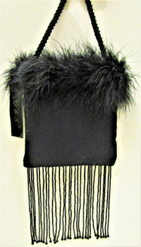 NEW, BEADS AND FEATHERS GLAM BAG, NEVER USED