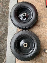 Two 13 x 4.00 x 6 tires and rims/new