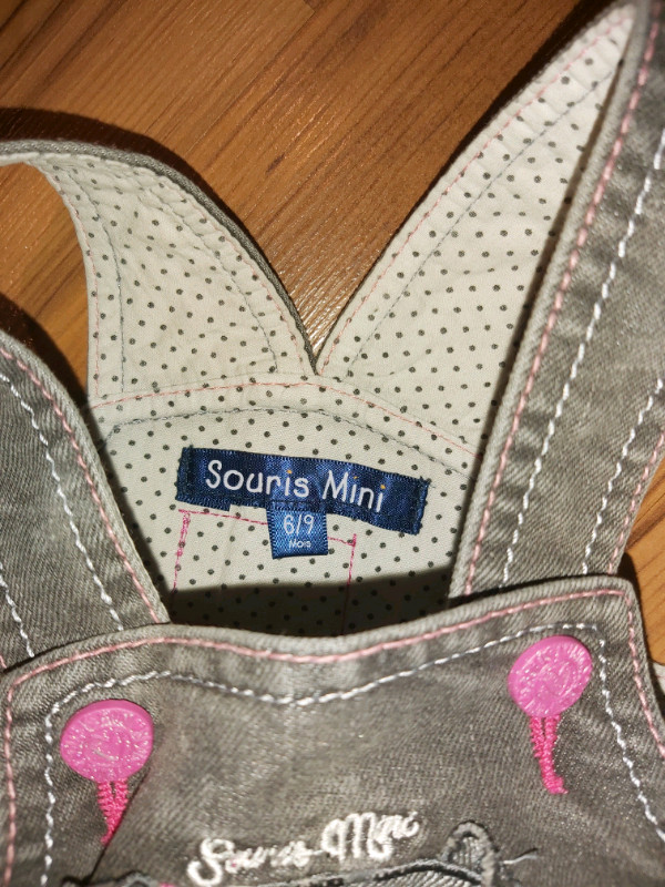 Salopette en jeans pour bébé fille 6-9 mois marque Souris Mini dans Vêtements - 6 à 9 mois  à Longueuil/Rive Sud - Image 3