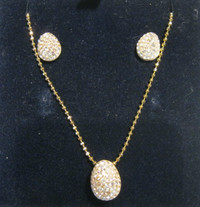 SWAROVSKI rose gold crystal pierced earrings and pendant