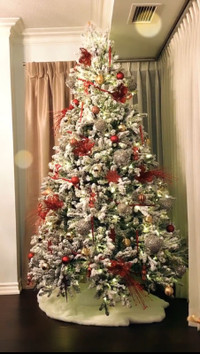 8ft. Flocked and Lit Christmas Tree